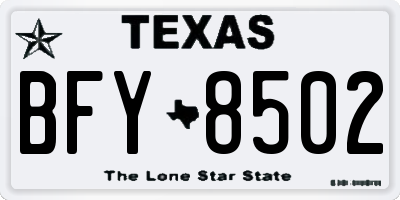 TX license plate BFY8502
