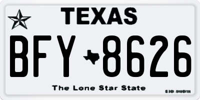 TX license plate BFY8626