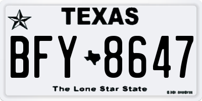 TX license plate BFY8647