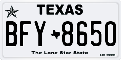 TX license plate BFY8650