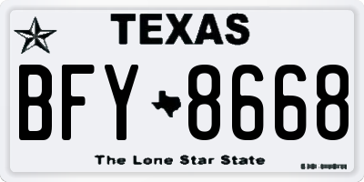 TX license plate BFY8668