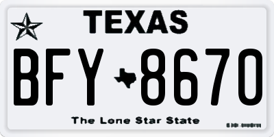 TX license plate BFY8670