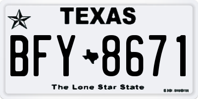 TX license plate BFY8671
