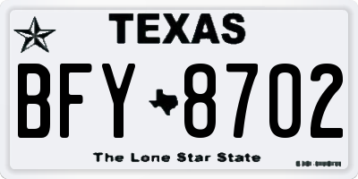 TX license plate BFY8702