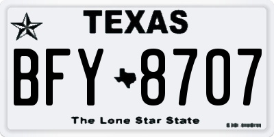 TX license plate BFY8707
