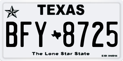 TX license plate BFY8725