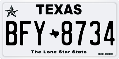 TX license plate BFY8734