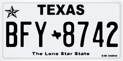 TX license plate BFY8742