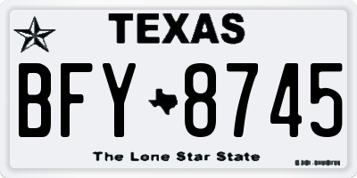 TX license plate BFY8745