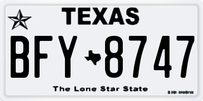 TX license plate BFY8747