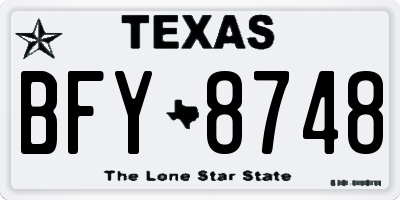 TX license plate BFY8748