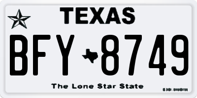 TX license plate BFY8749