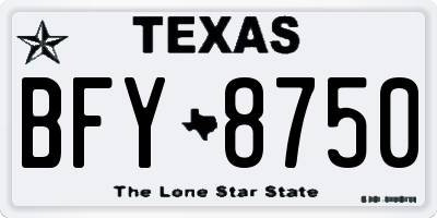 TX license plate BFY8750