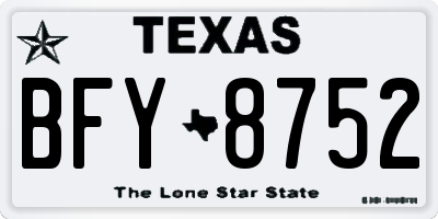 TX license plate BFY8752