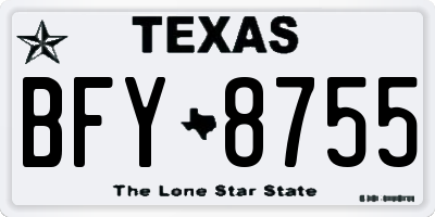 TX license plate BFY8755