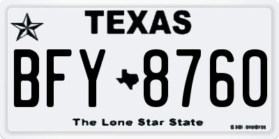 TX license plate BFY8760