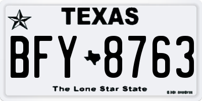 TX license plate BFY8763