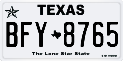 TX license plate BFY8765