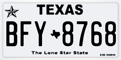 TX license plate BFY8768