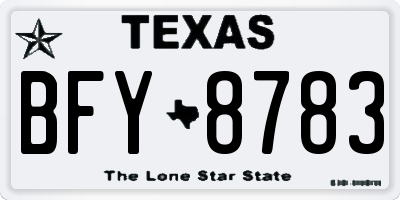 TX license plate BFY8783