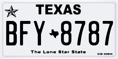 TX license plate BFY8787