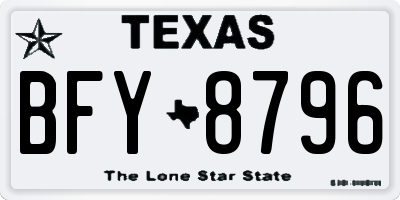 TX license plate BFY8796