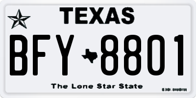 TX license plate BFY8801