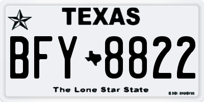 TX license plate BFY8822