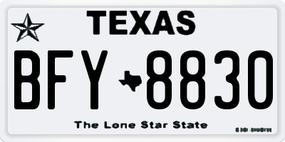 TX license plate BFY8830