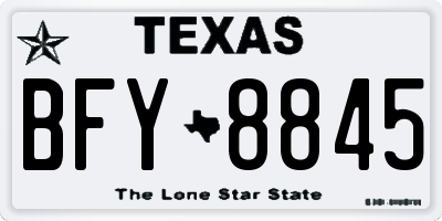TX license plate BFY8845