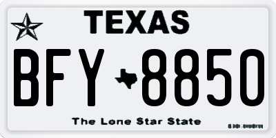 TX license plate BFY8850
