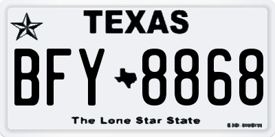 TX license plate BFY8868