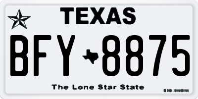 TX license plate BFY8875