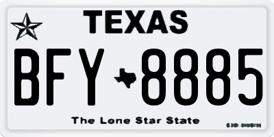 TX license plate BFY8885