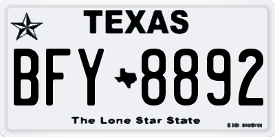 TX license plate BFY8892