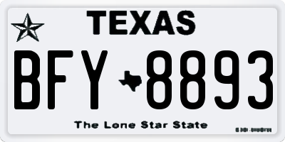 TX license plate BFY8893
