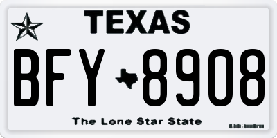TX license plate BFY8908