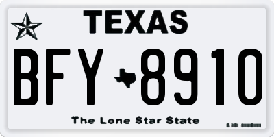 TX license plate BFY8910