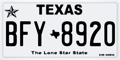 TX license plate BFY8920