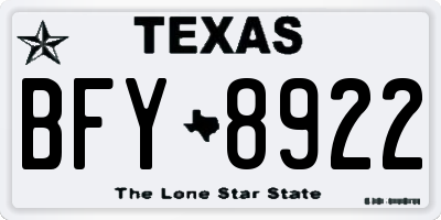 TX license plate BFY8922
