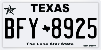 TX license plate BFY8925