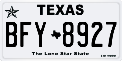 TX license plate BFY8927