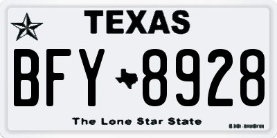 TX license plate BFY8928