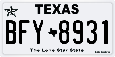TX license plate BFY8931
