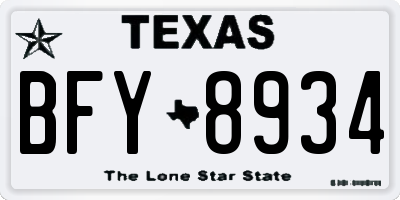 TX license plate BFY8934