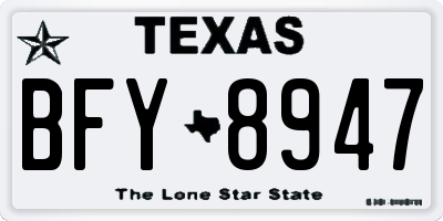 TX license plate BFY8947
