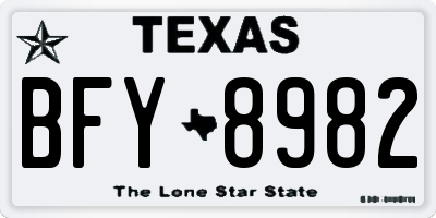 TX license plate BFY8982