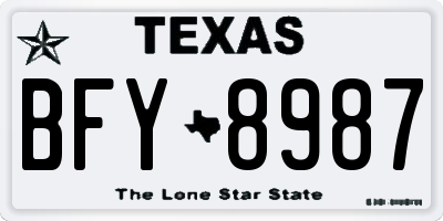 TX license plate BFY8987