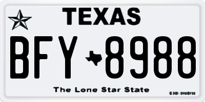 TX license plate BFY8988