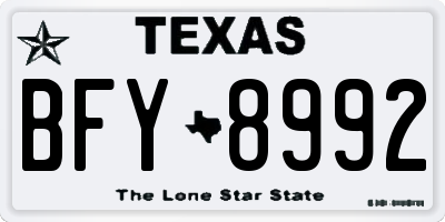 TX license plate BFY8992